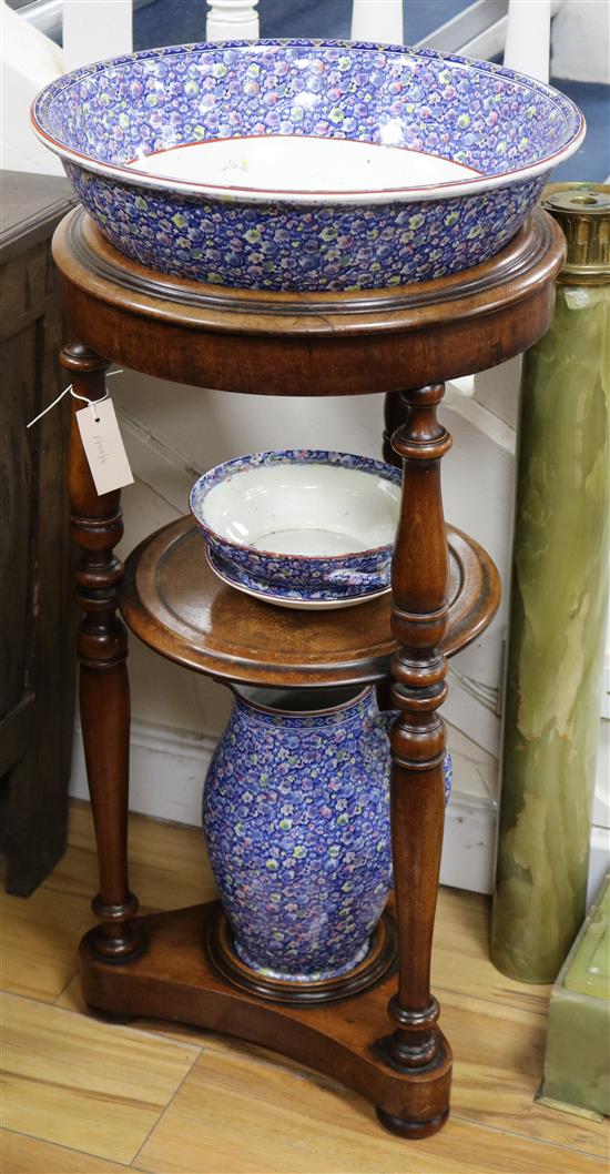 A Victorian washstand with jug and basin Wash stand W.38cm